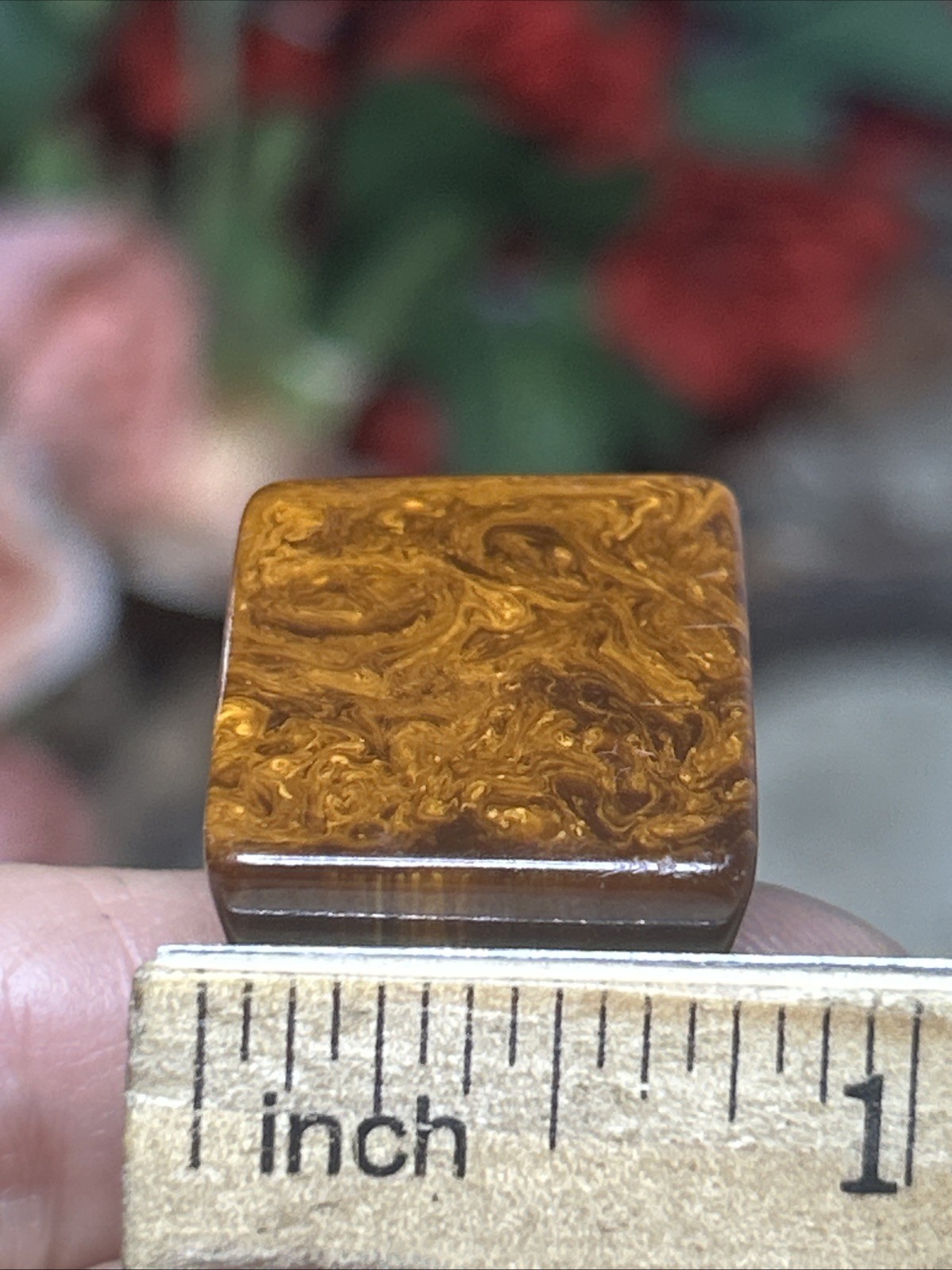 58. Vintage Retro Marbled Rootbeer Brown Bakelite Chunky Ring 5.5s-5.75s