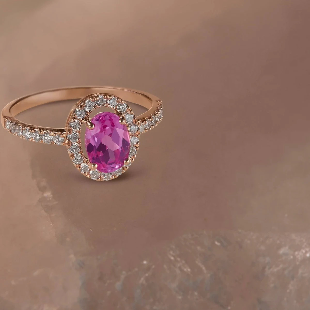 3.20 Ct Pink Sapphire & Diamond Engagement Ring Solid 14K Yellow Gold All 6 7