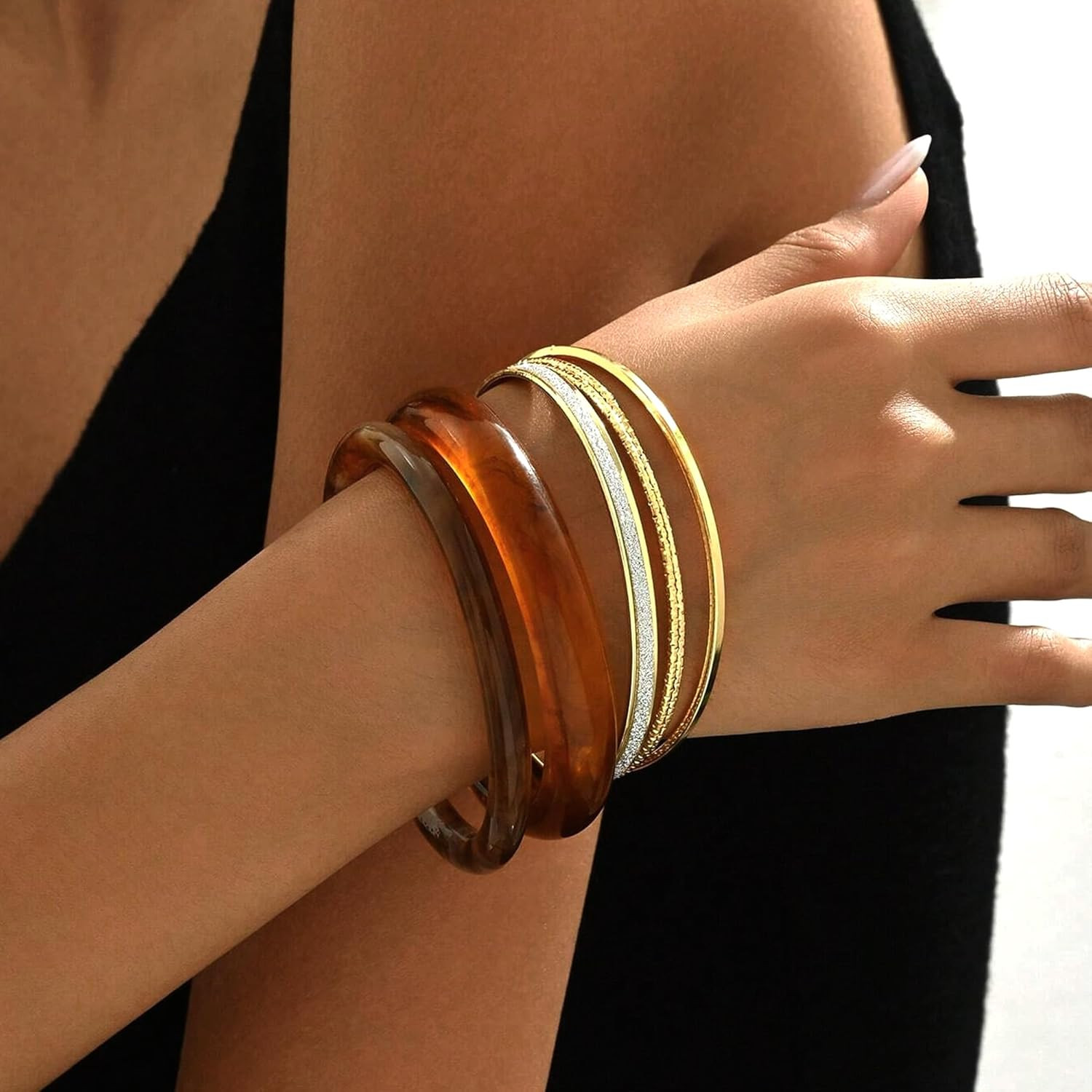 ÌF ME Acrylic Bangles Bracelets for Women, Irregular Acrylic Resin Chunky Bracel