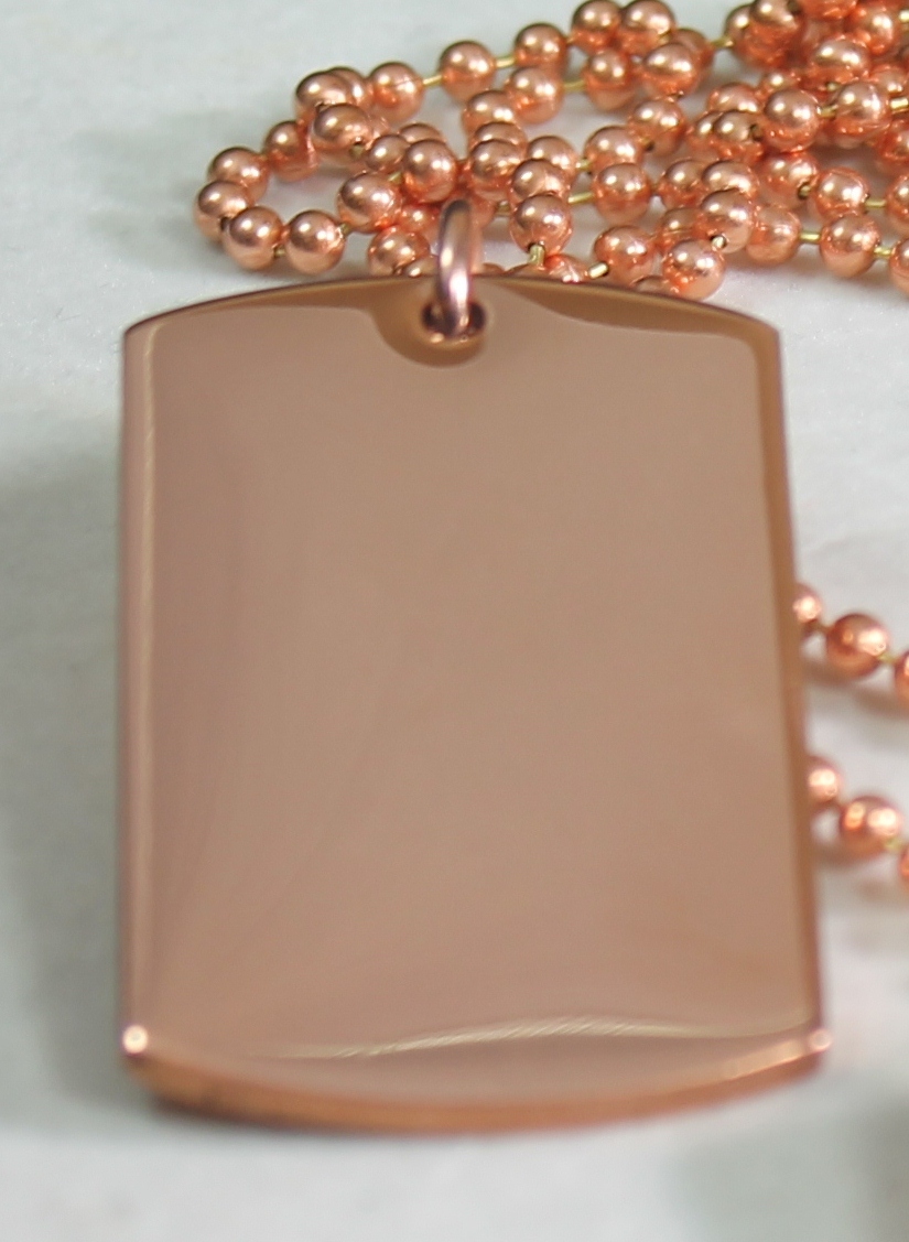 SOLID PURE COPPER HEAVY DUTY POLISHED DOG TAG NECKLACE PENDANT FREE ENGRAVE