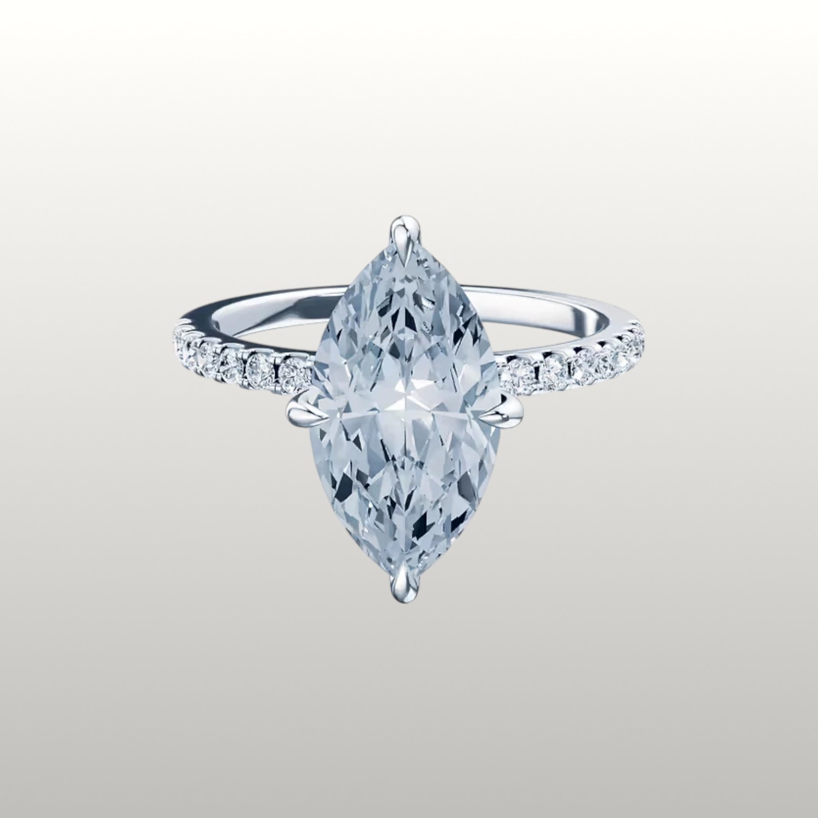 IGI Lab Grown 3.25 Ct Marquise Cut Fancy Vivid Blue Diamond Ring 18k White Gold