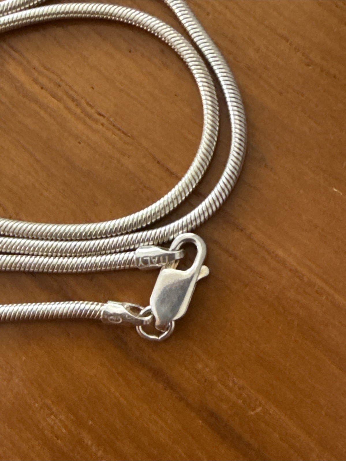 Beautiful Sterling Silver Round Snake Chain Necklace Italy 24”,17g