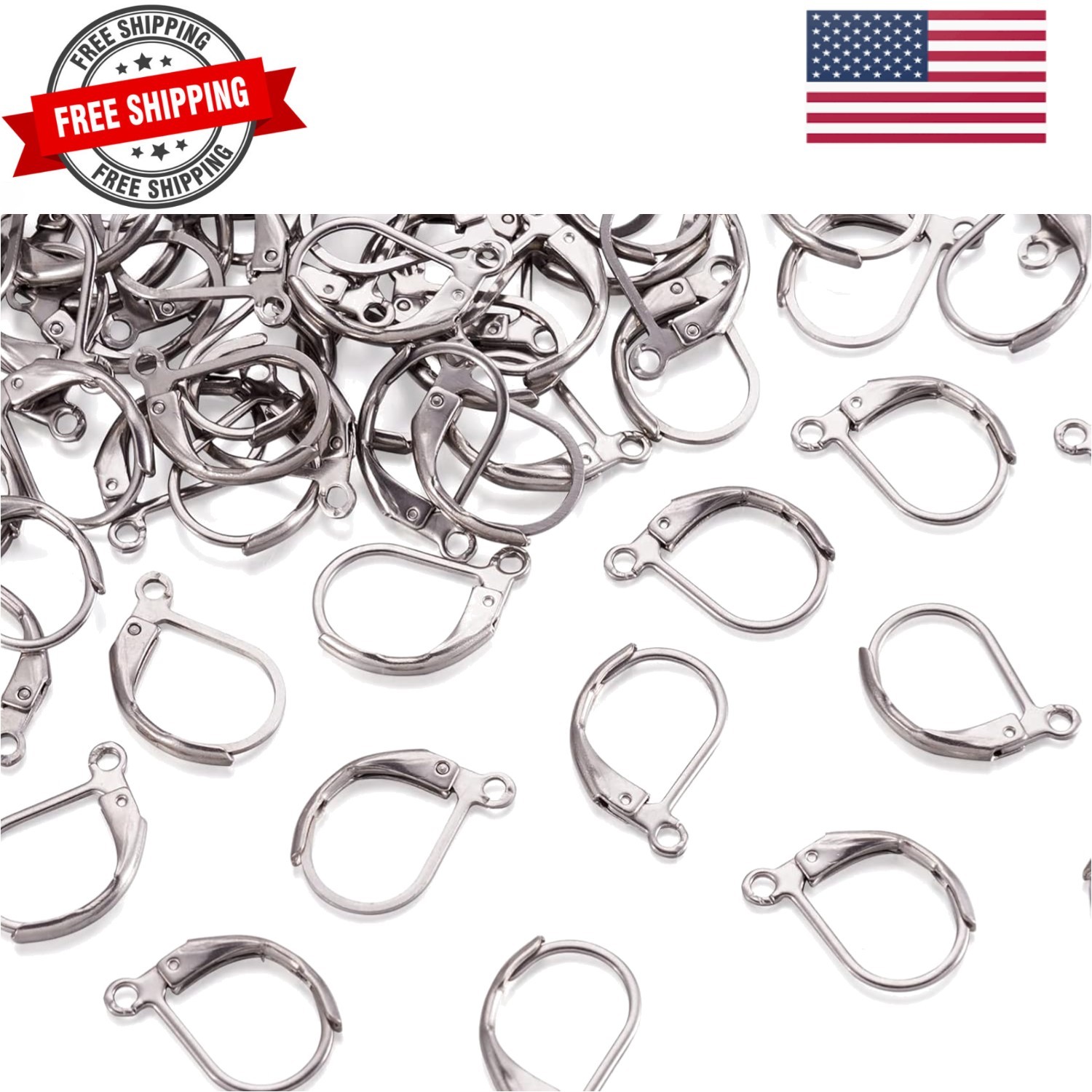 100pcs Stainless Steel Lever Back Hoop Earrings Surgical Earring Components f…