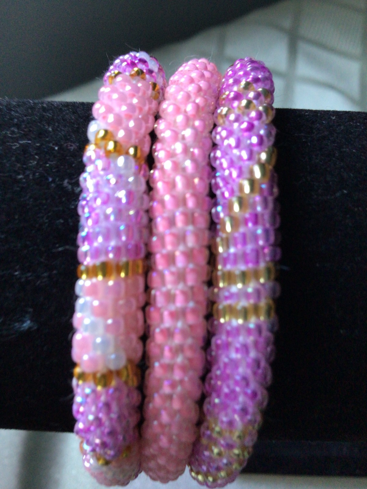 PINK & VIOLET 7″ ROLL ON SASHKA BRACELETS, 3 PCS