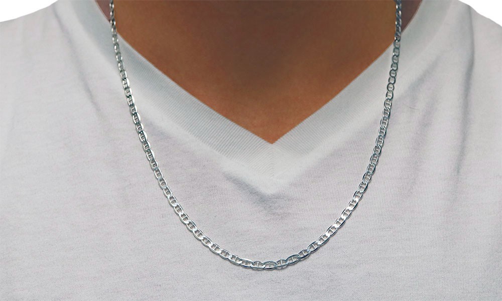 Italian .925 Sterling Silver 3.5MM Flat Mariner Link Chain Necklace 18″ – 36″