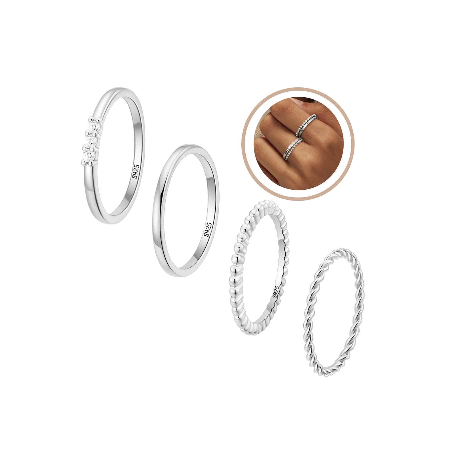 S925 Sterling Silver Rings for Non Tarnish,Dainty Stackable Thumb rings for ,…