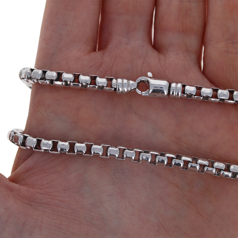 Sterling Silver, Bold Unisex Round Box Chain, Silver Chain, Round Box, RDBOX500