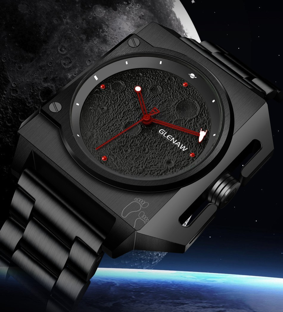 GLENAW Men’s Automatic mechanical watch moon surface dial luminous waterproof