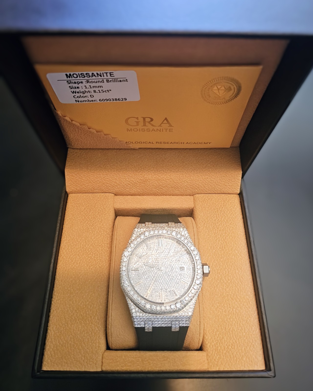 mens moissanite case watch