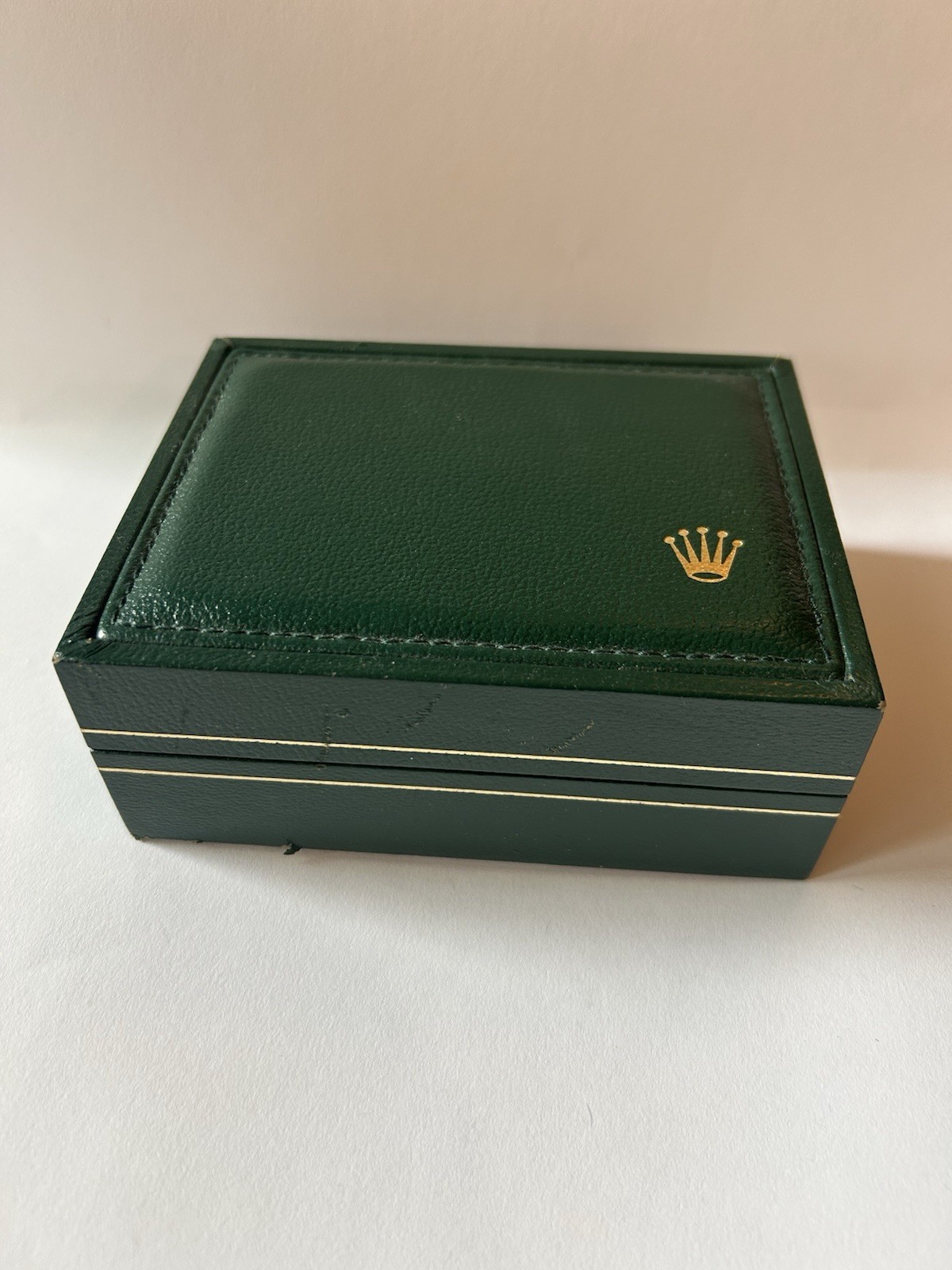 Vintage Rolex Green Leather Watch Box Only No Watch Polishing Cloth Tag 12.00.71