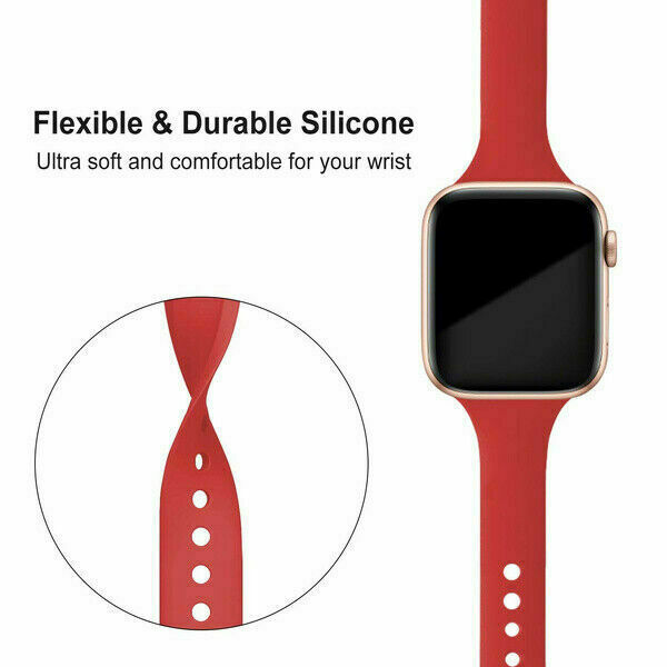Soft Slender Silicone iWatch Band Strap For Apple Watch Series 9 8 7 41mm 45mm