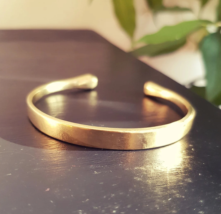 Gold Plated Cuff Bracelet Handmade Regular Wear Men’s Brass Bangle For Gift