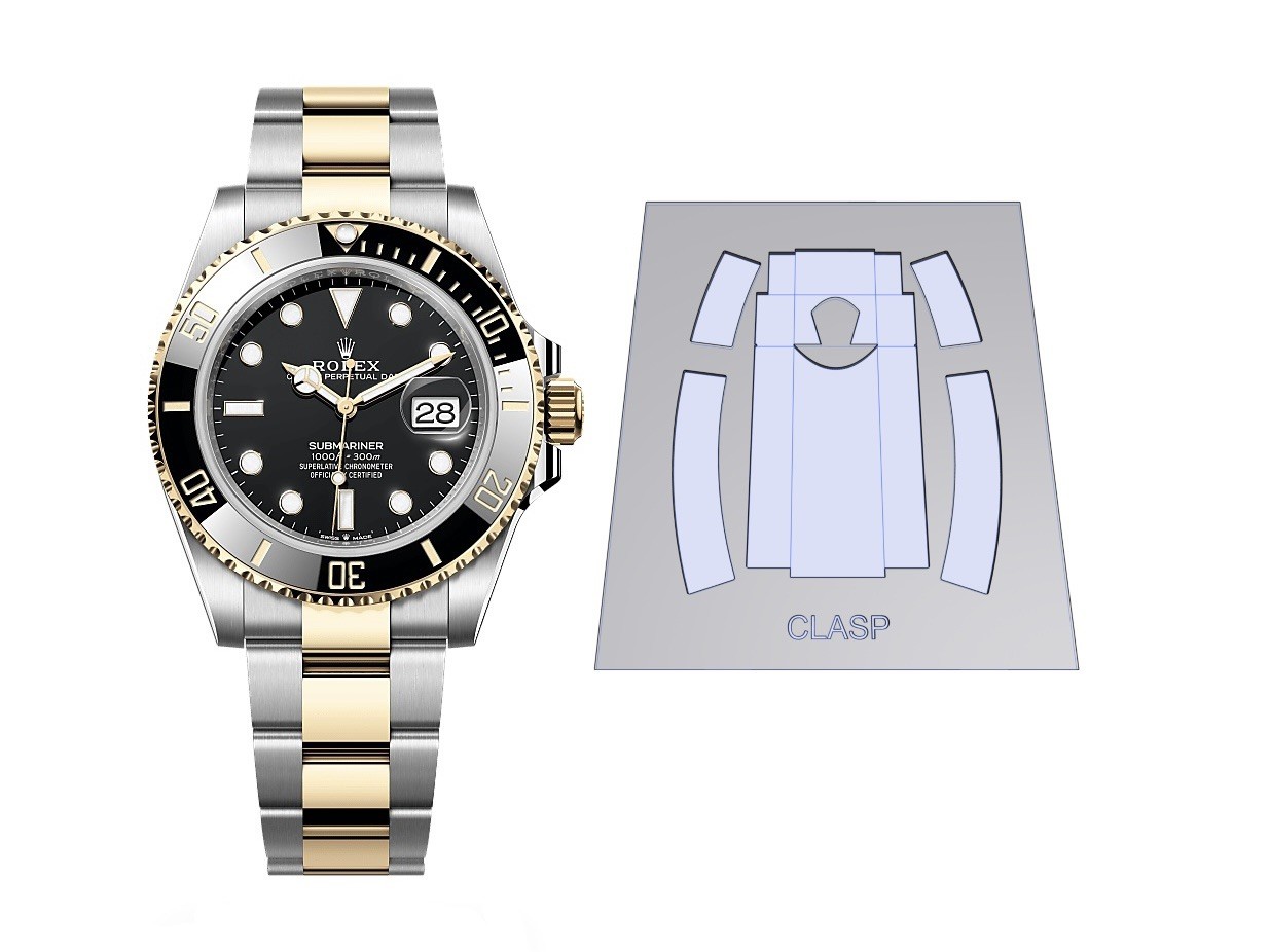 Clasp & Sides Watch Protection Kit Rolex Submariner Steel/Gold 41 Nov2020-now X2