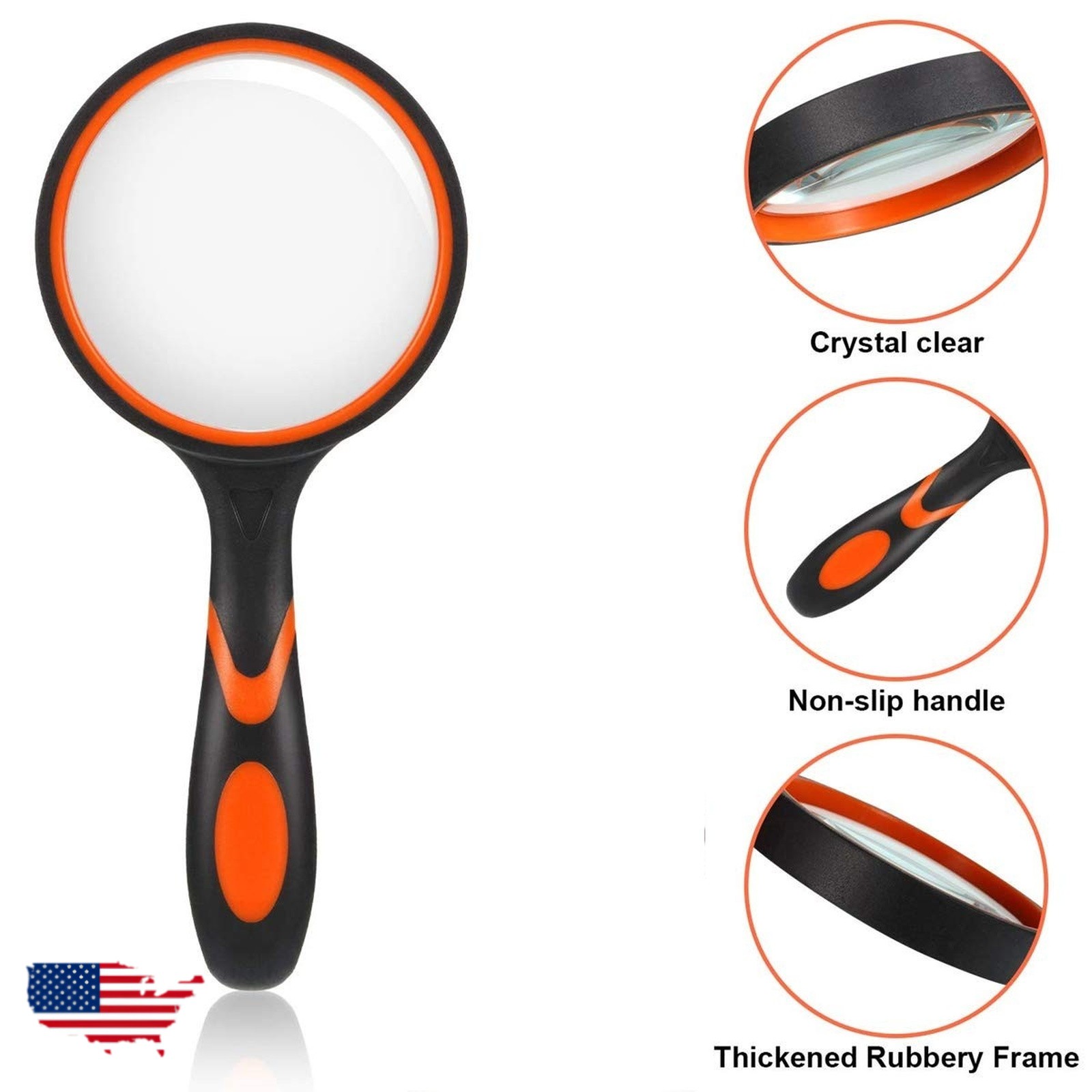 50MM 10X Handheld Magnifying Glass Reading Magnifier for Seniors Books & Crafts