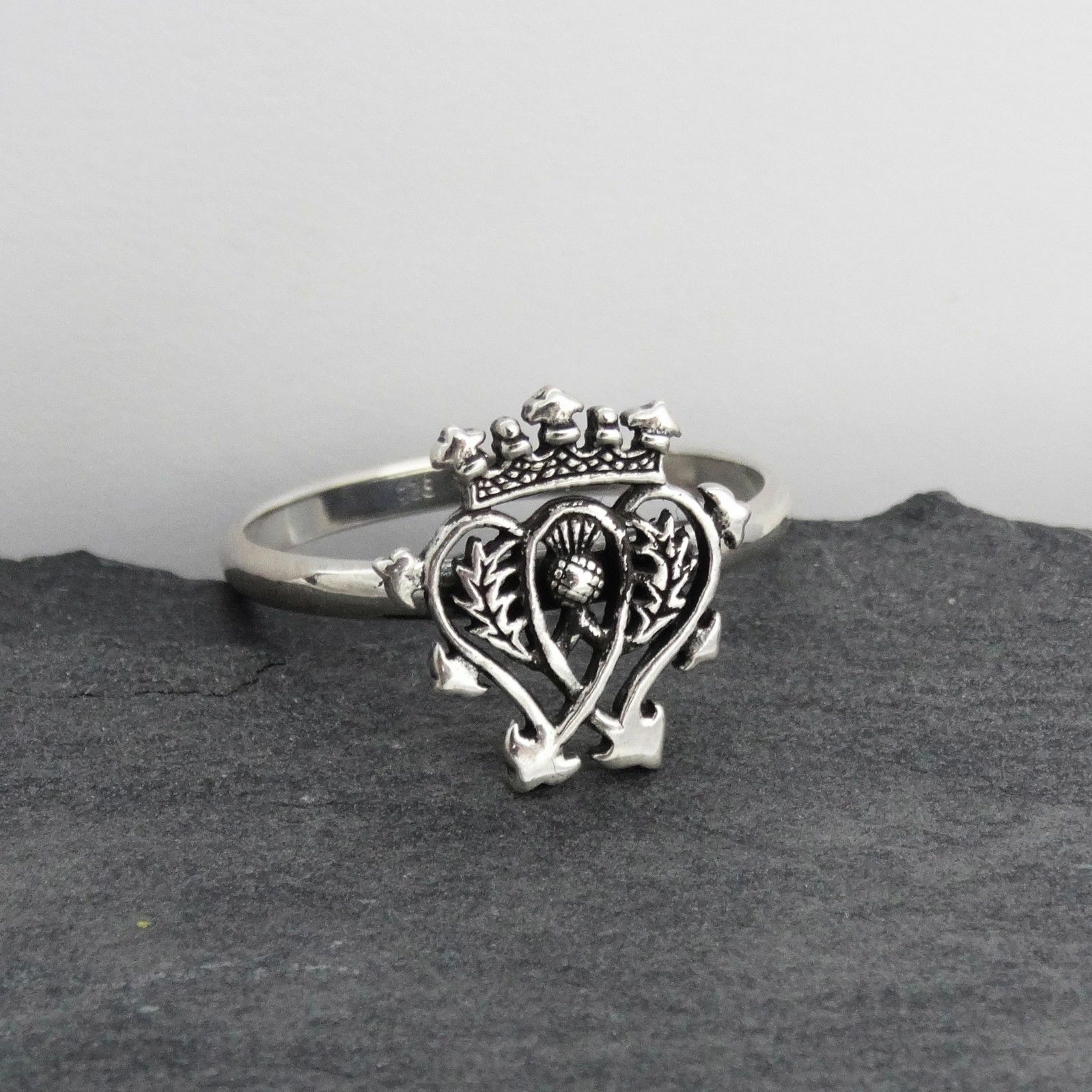 Scottish Luckenbooth Ring – 925 Sterling Silver – Hearts Crown Symbol Gift NEW