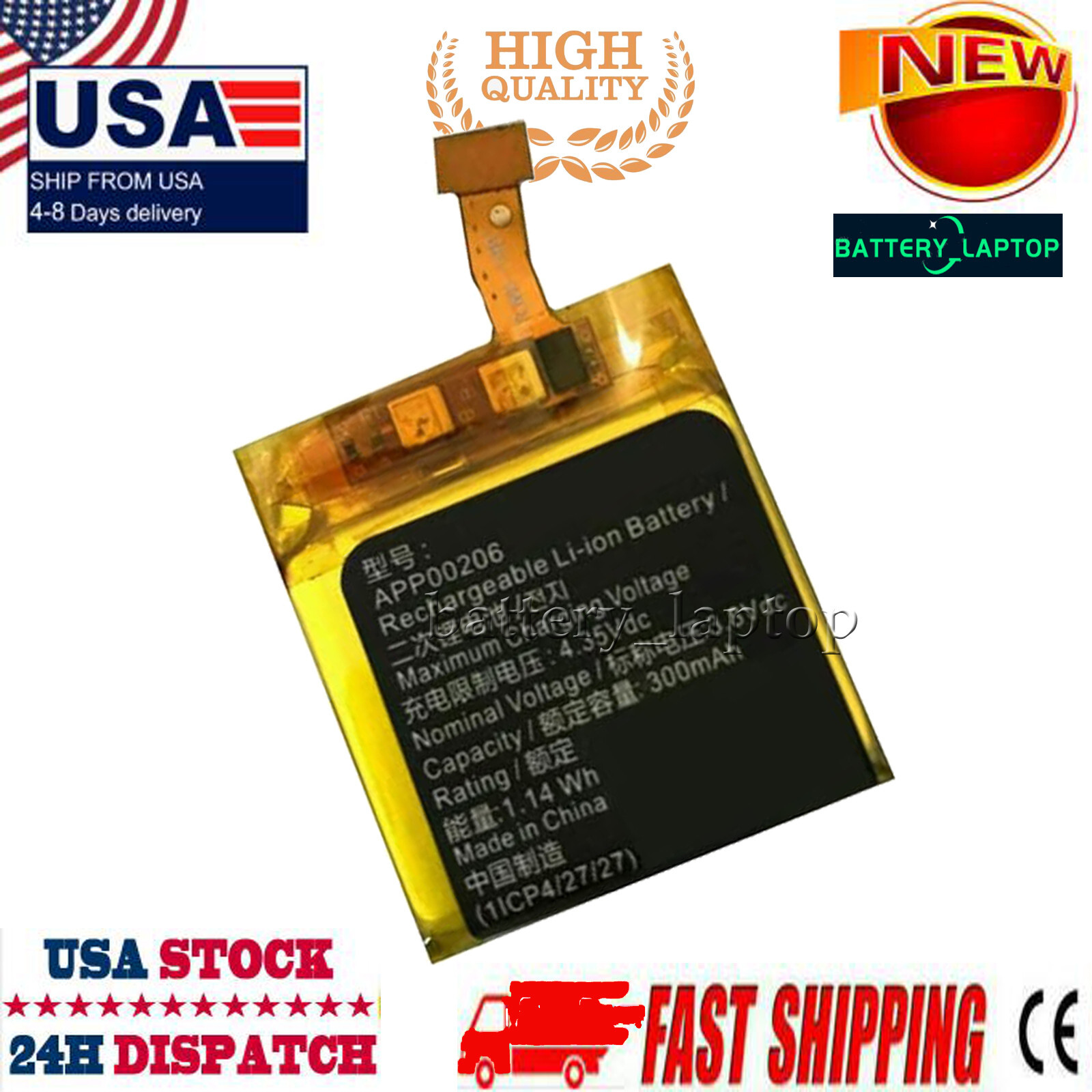 APP00206 NEW Li-ion Battery batteria for APack APP00206 300mAh replacement