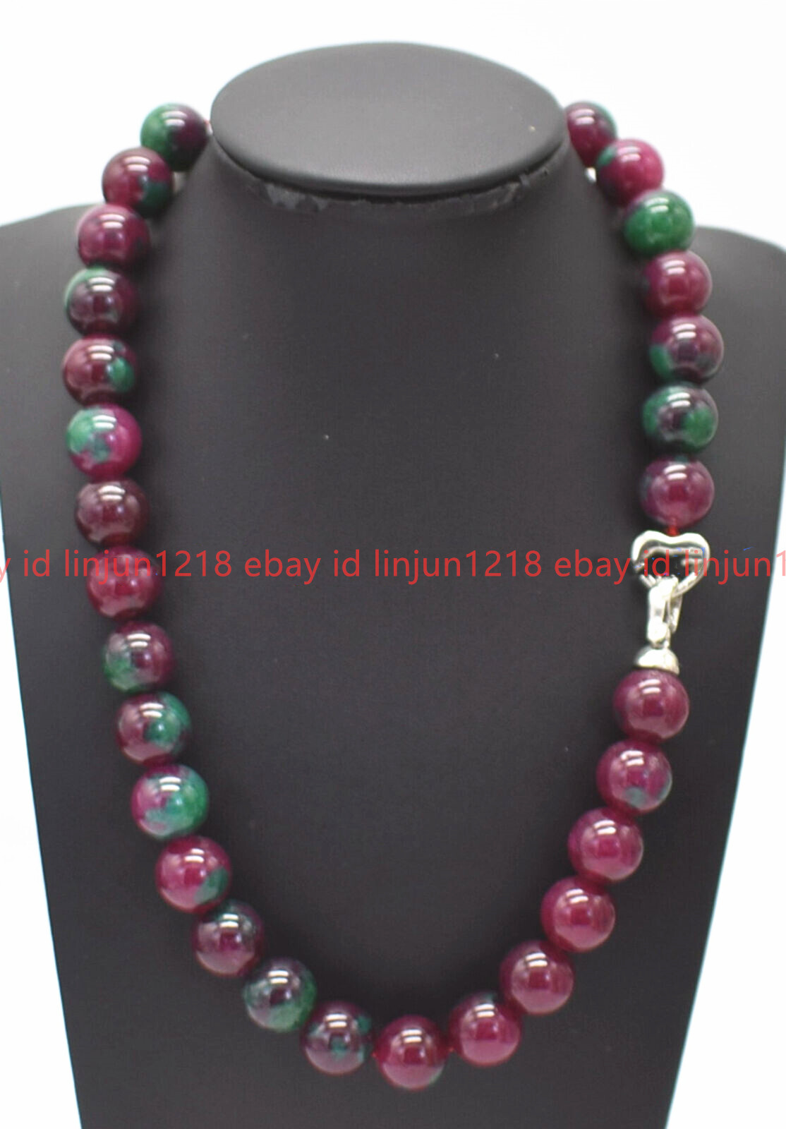 Natural 8/10/12mm Red Green Zoisite Gemstone Round Beads Necklace 16-28in