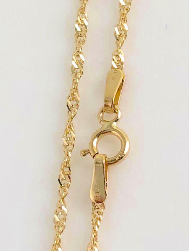 14K Solid Yellow Gold S-020Y Singapore Chain 1.0 Grams Length 16 inches (40 cm)