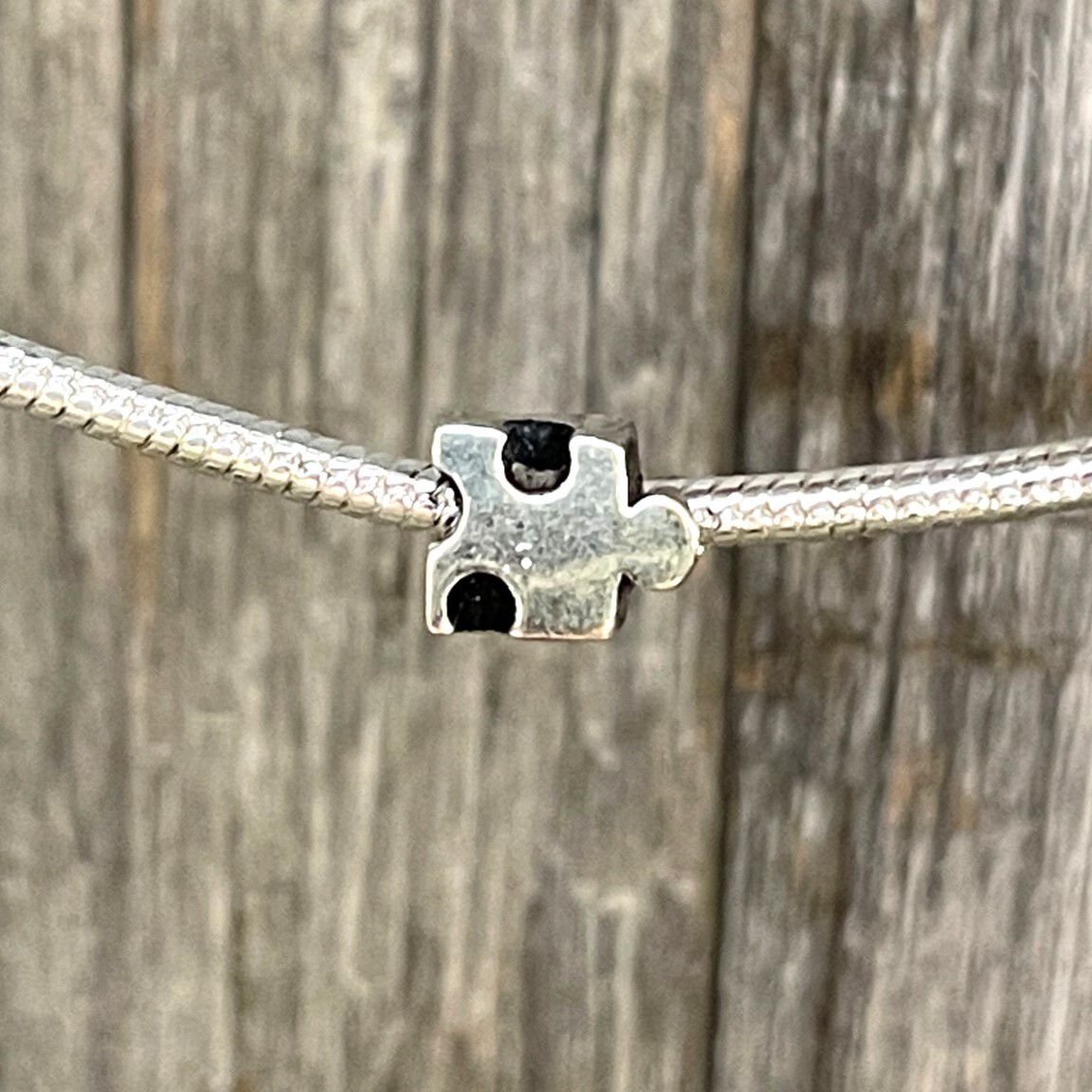 Puzzle Piece Autism Awareness Puzzler Woman Girl Silver European Charm Bead