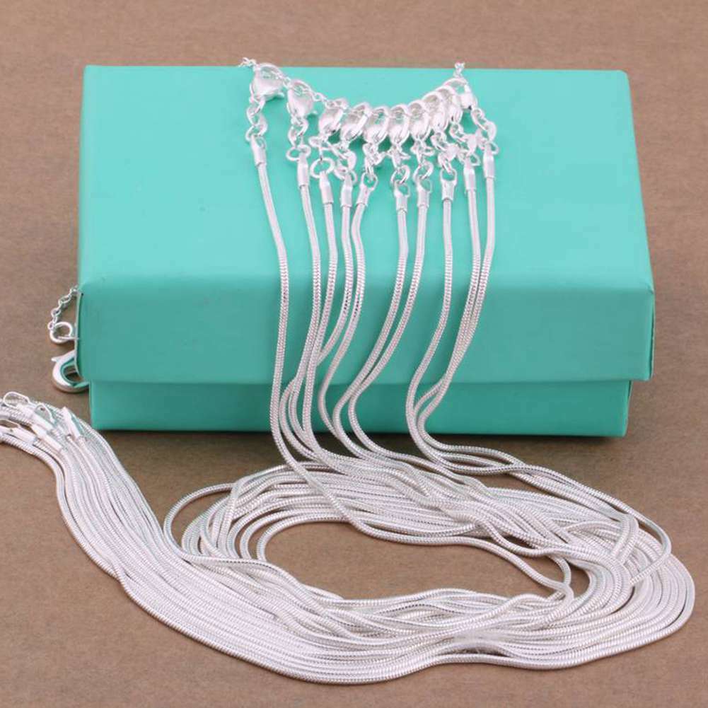 5/10Pcs Wholesale 925Sterling Solid Silver 2Mm 16-24 Inches Snake Chain Necklace