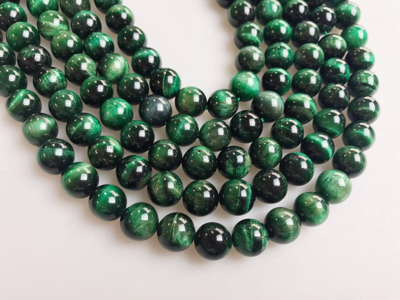 Green Tiger Eye Smooth Round Beads 4mm 6mm 8mm 10mm 12mm 14mm 15.5″ Strand