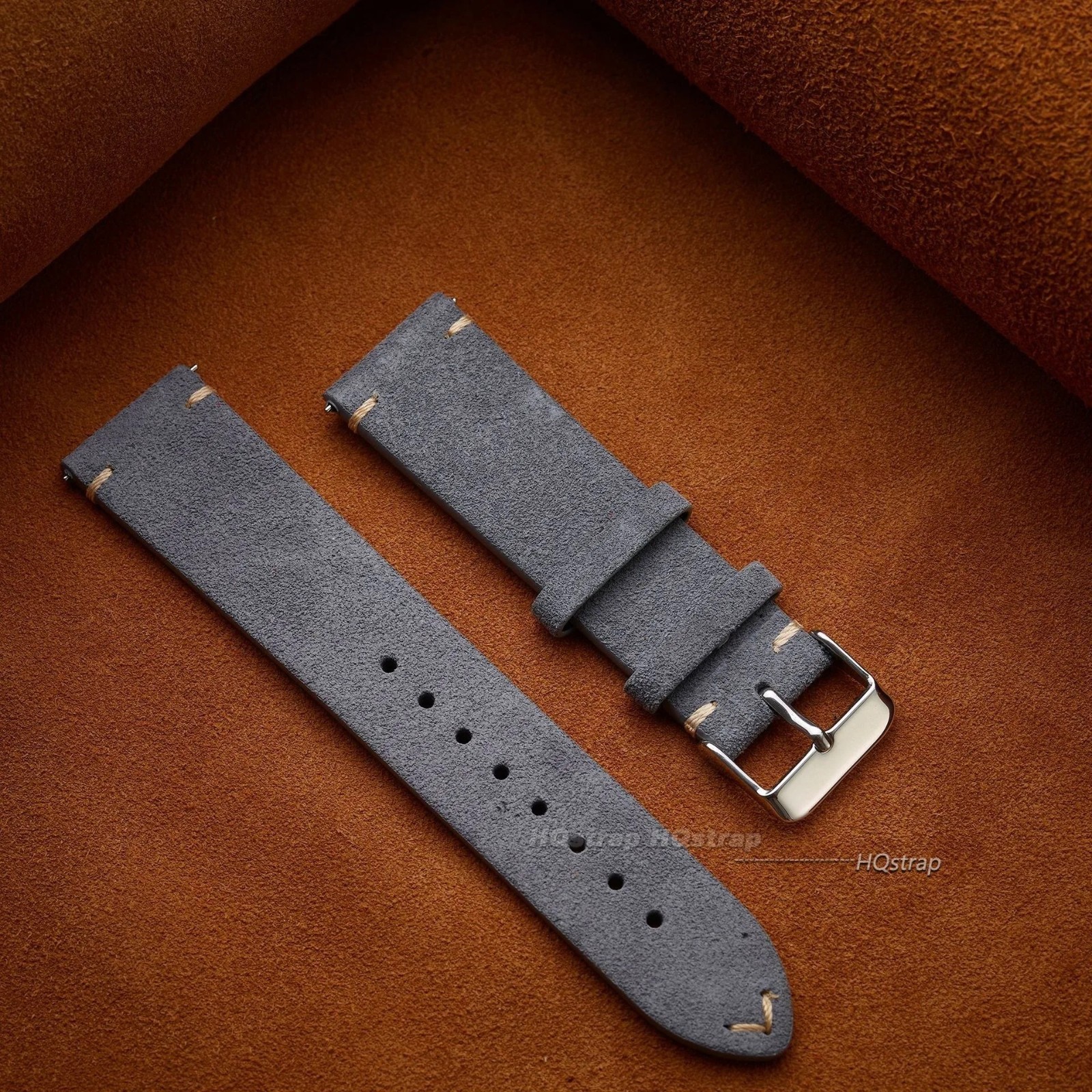 18 19 20 21 22 MM Soft Suede Leather Vintage Strap Watch Band Quick Release