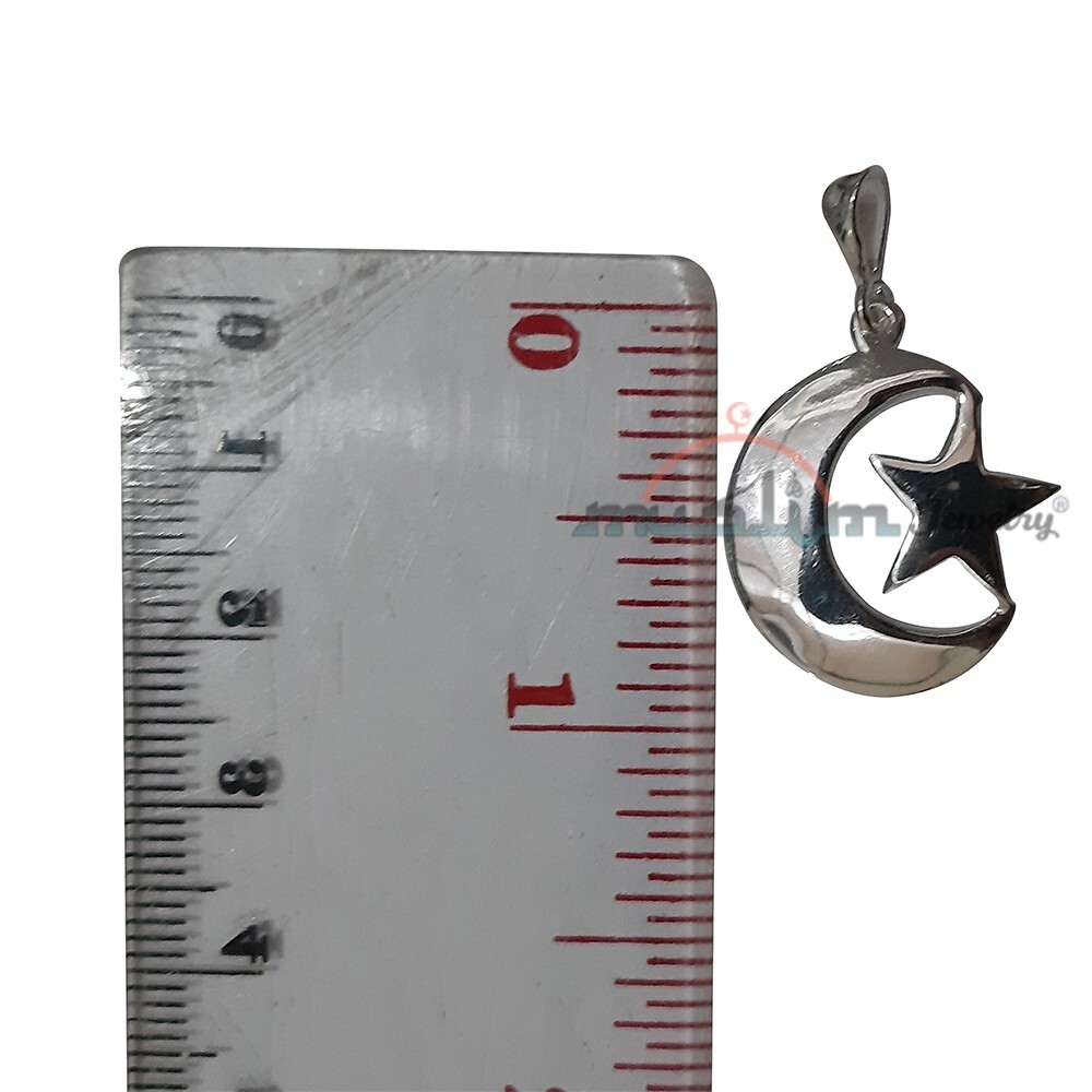 Small Sterling Silver Casted Crescent Moon Star Islamic Muslim Pendant Jewelry