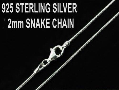 925 STERLING SILVER 20″ SNAKE 2mm CHAIN NECKLACE WOMEN MEN FEMALE MALE FREE BOX