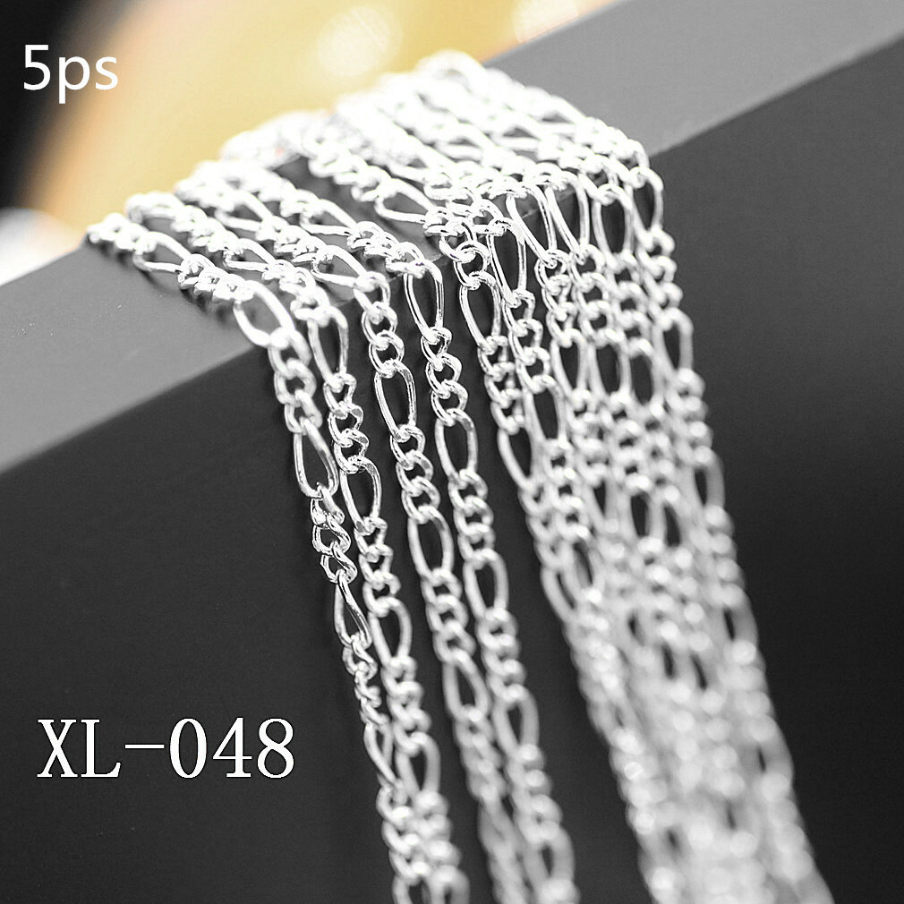 5pcs 16-30inch Silver Figaro Chain Necklaces Jewelry For Pendant Accessory