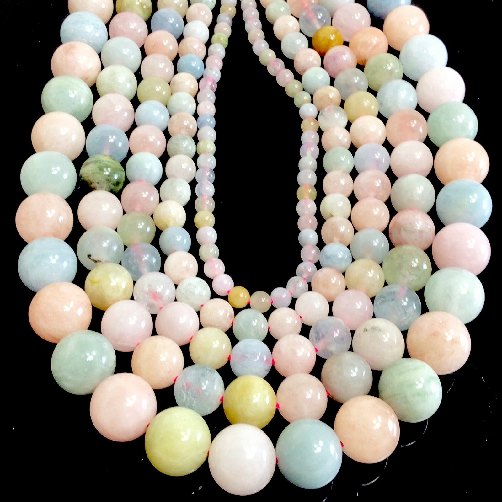 Genuine Natural Morganite Smooth Round Beads 15″ strand 4mm 6mm 8mm 10mm 12mm