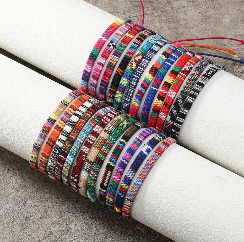 24Pcs Bohemian Surfer Bracelets Set Braided Friendship Beach Jewelry
