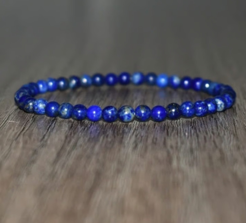 2pcs Lapis Lazuli Square Beads Bracelet Blue Stone Men Jewelry Energy Gift