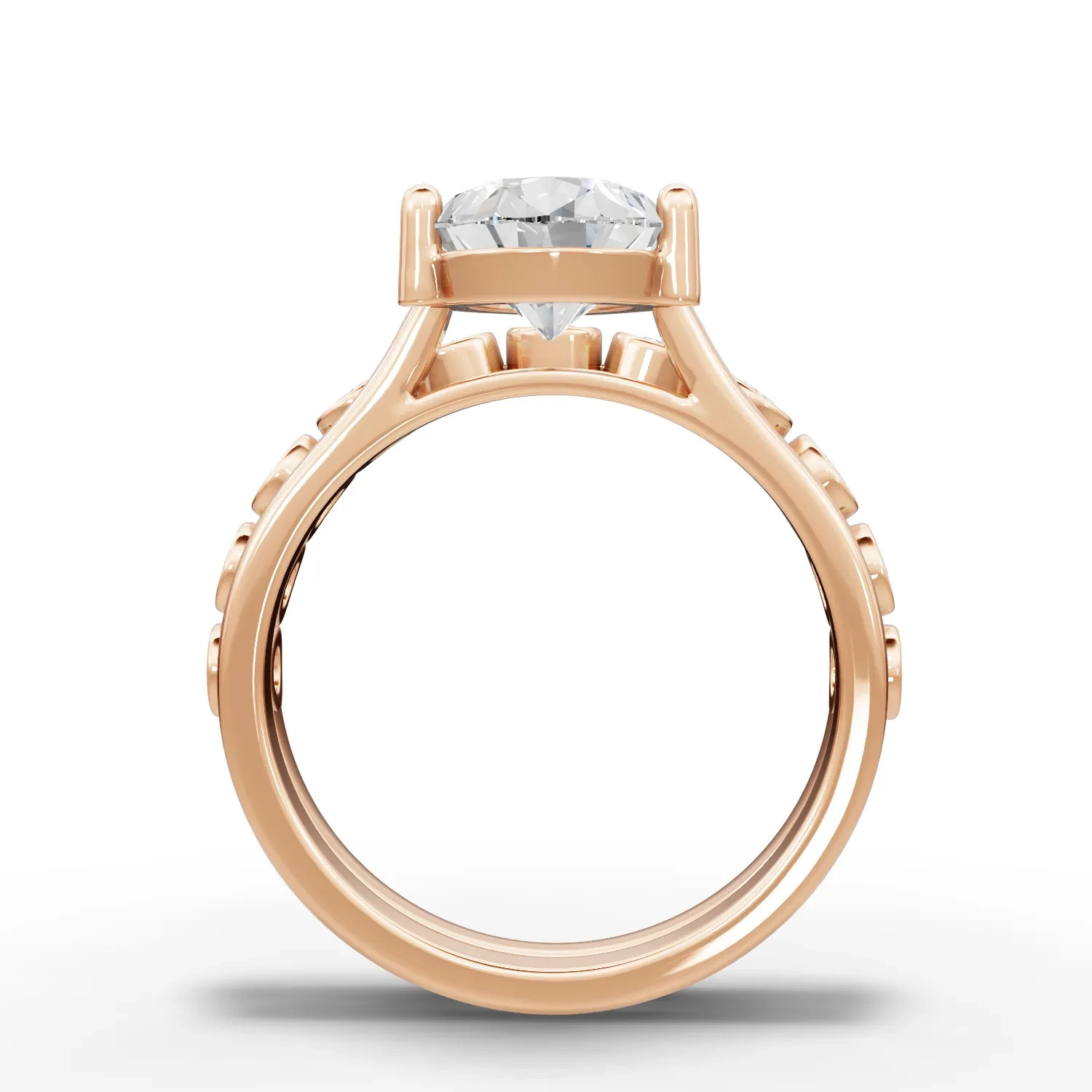 2.88 Ct Pear Lab Created Diamond Solitaire Bridal Set Ring 18K Rose Gold