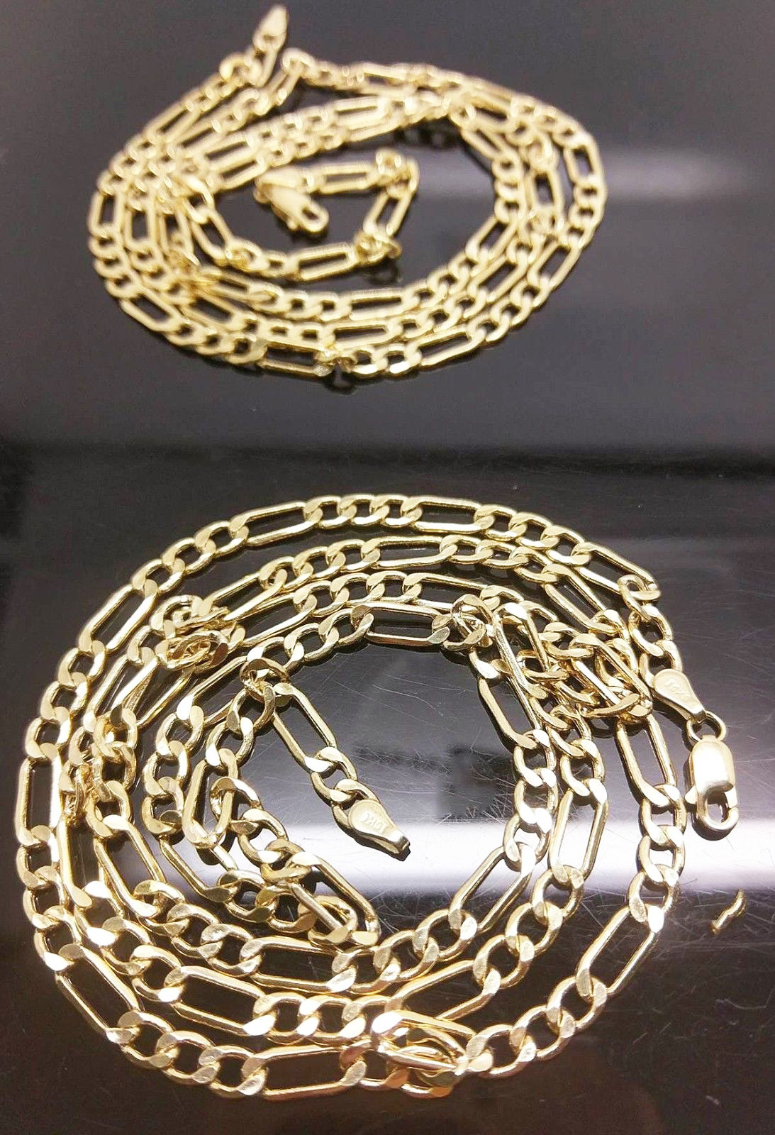 Real 10k Yellow Gold Figaro Chain Necklace 4mm 16″ 18″ 20″ 22″ 24″ 26″ 28″ Link