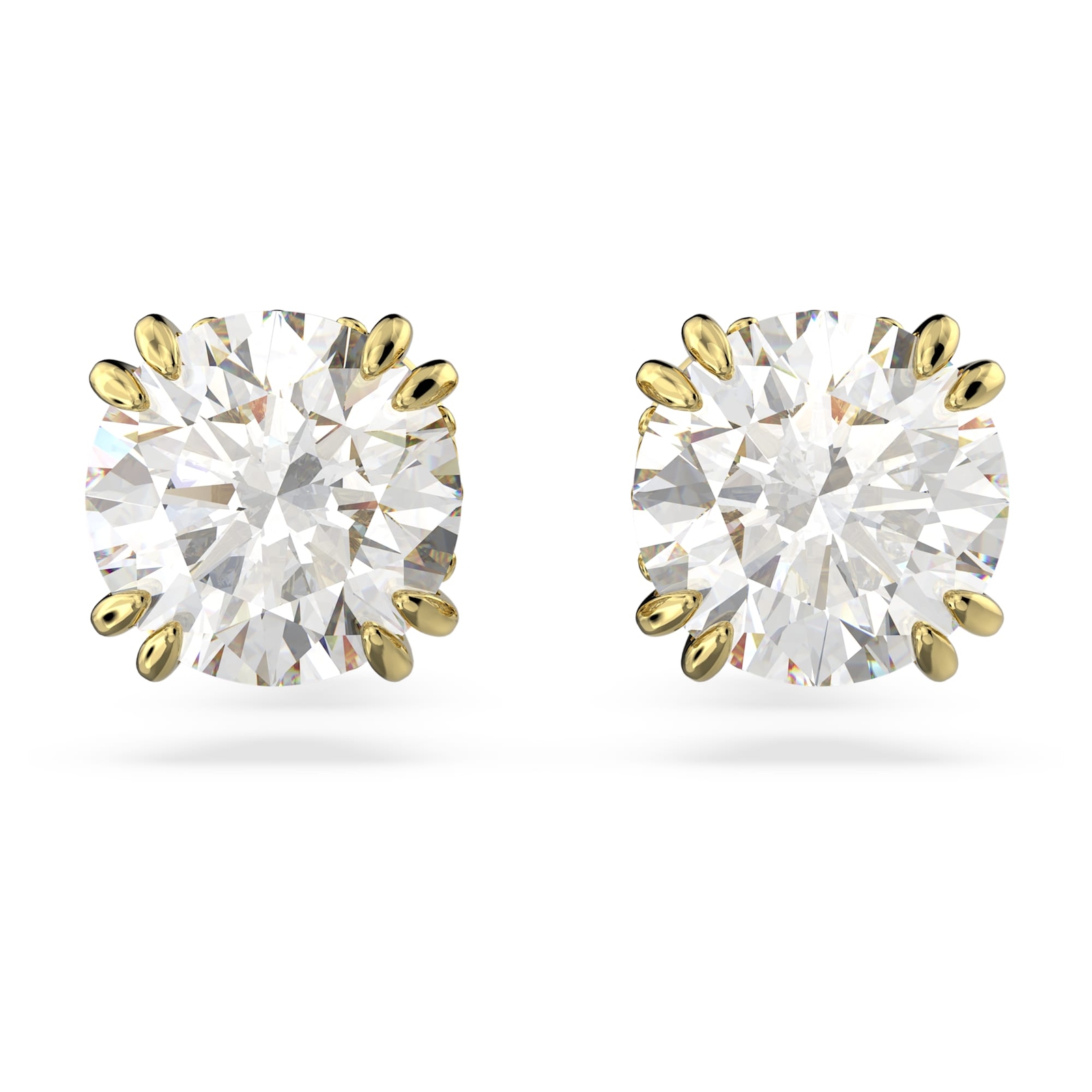 Swarovski Stilla Stud Earrings Round Cut, White, Gold-Tone Plated 5642595