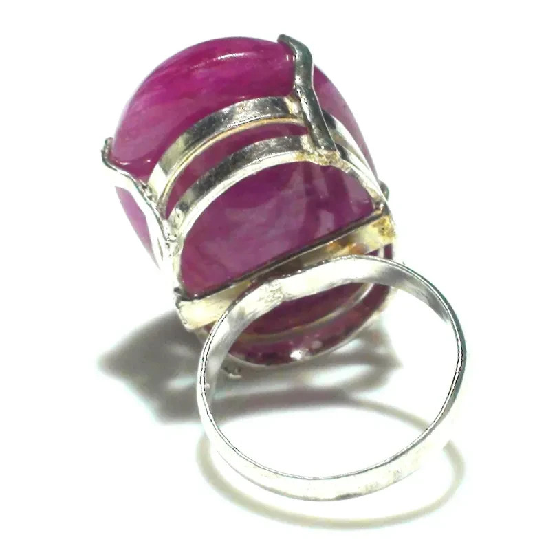 Handmade 81.75 ct Cherry Pink Ruby Ring – 925 Sterling Silver, Size 9