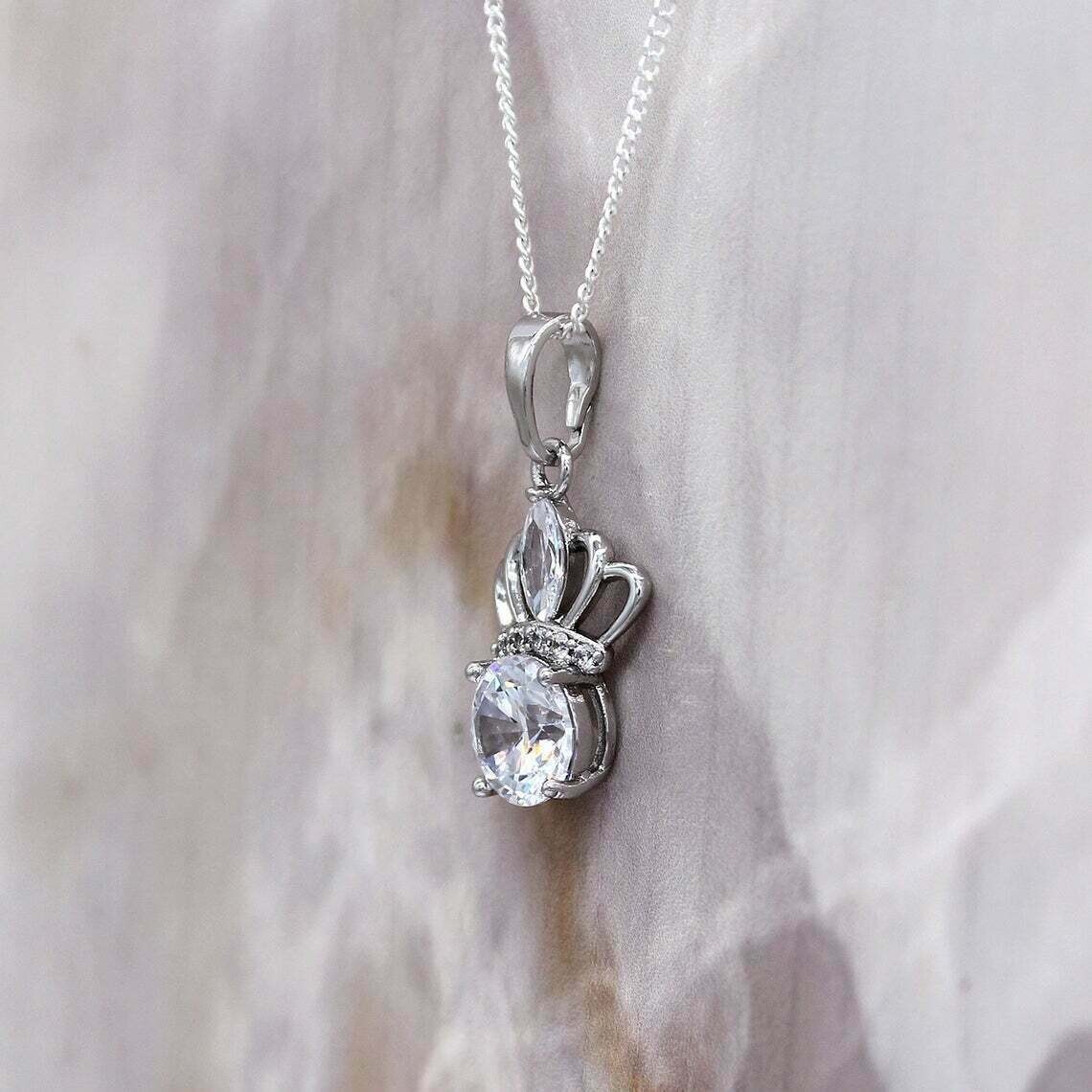 2.50 Ct Round Cut Diamond VVS1/D Pendant With Free Chain 14K White Gold Finish