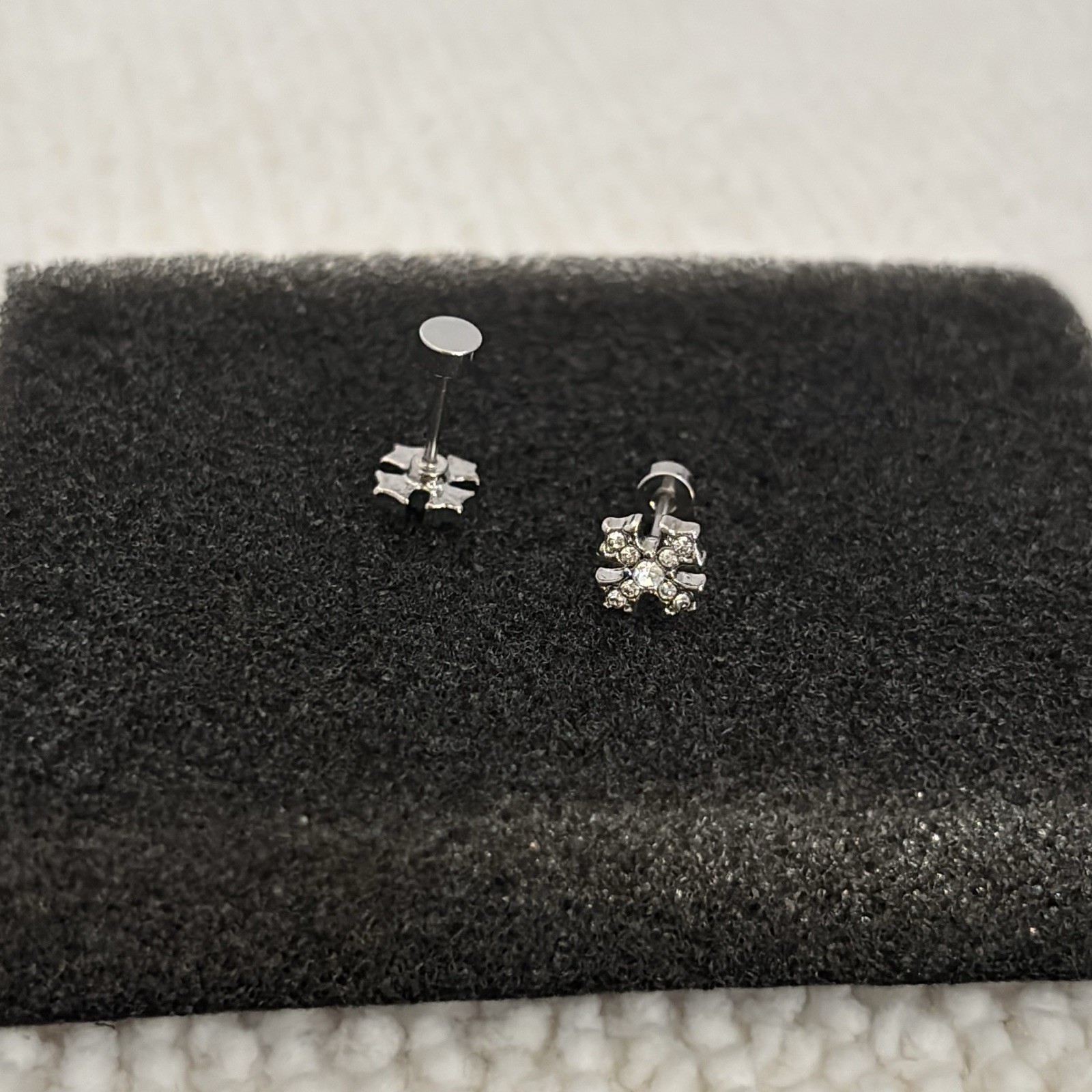 Small CZ Cross Stud Earrings for Men Women Screw Back Design Unisex Earrings