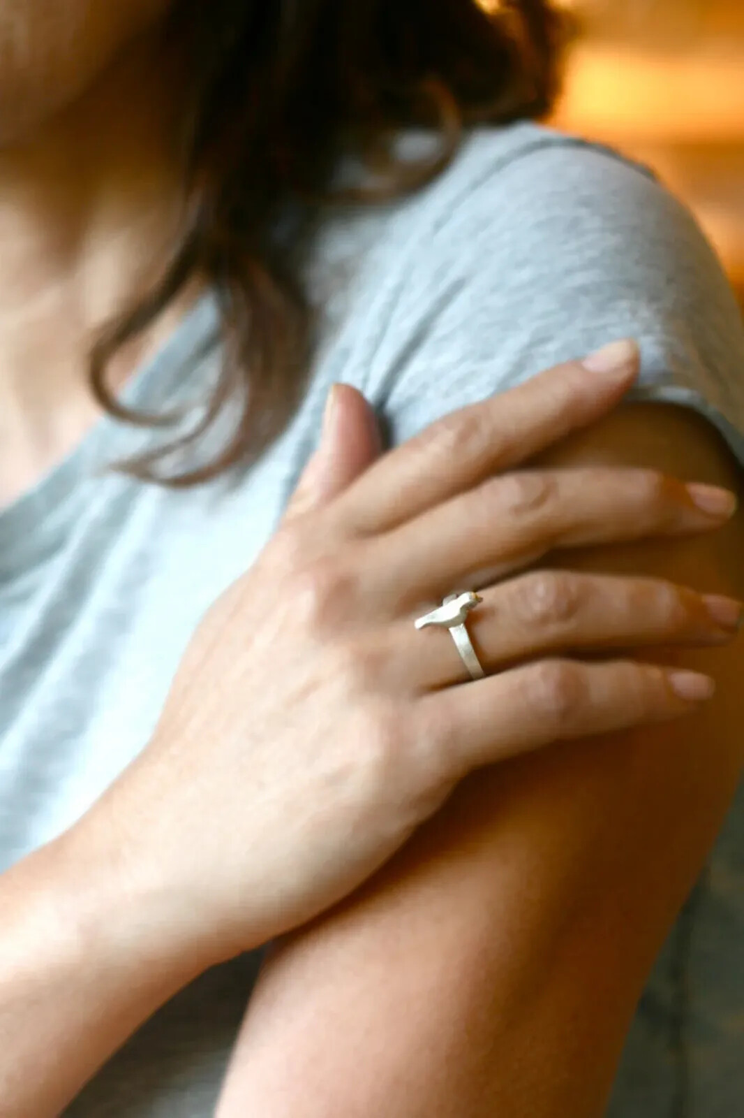 Bird Ring in Sterling Silver with Crystal Bird Nest Ring Handmade Women Ring