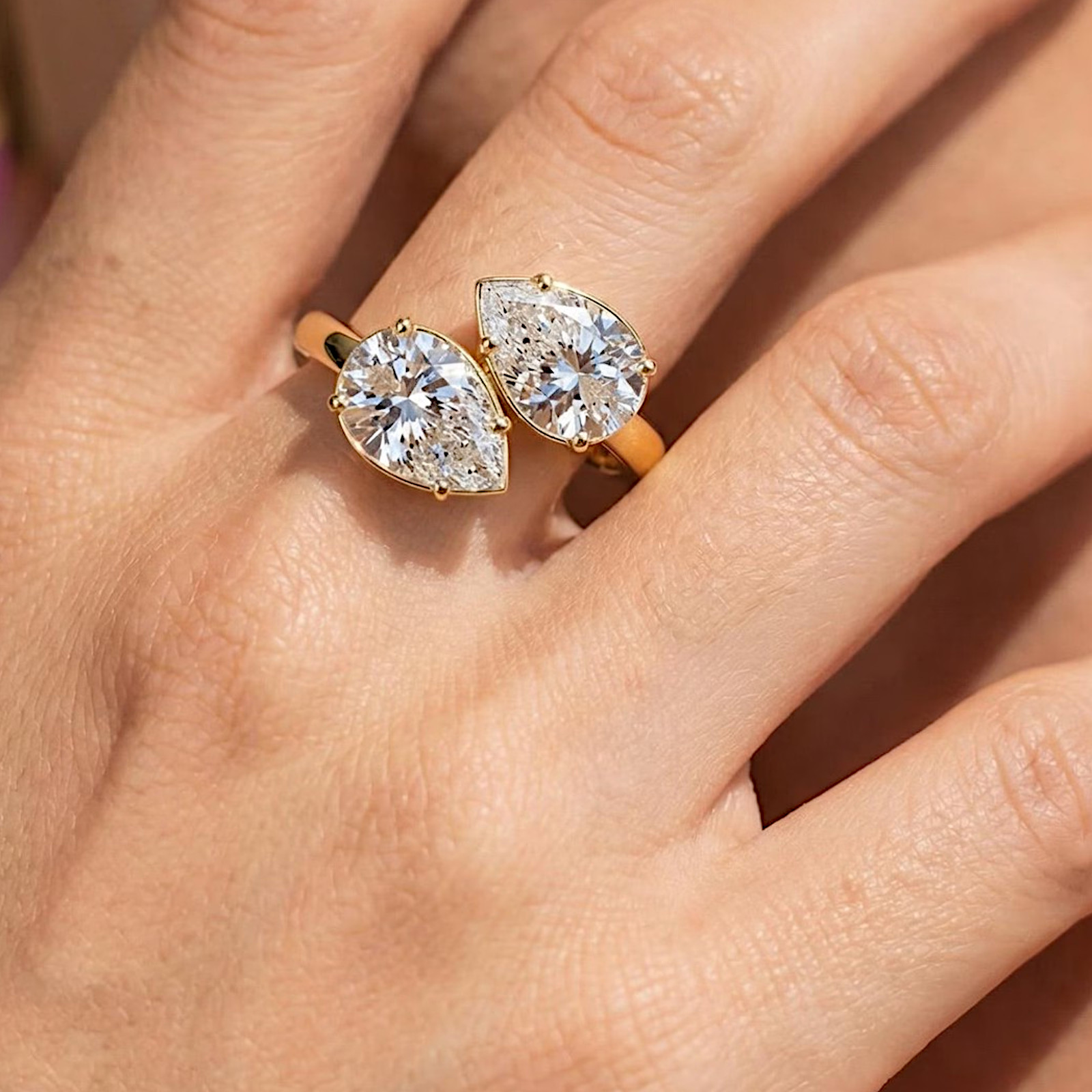 Pear Cut 4.00 Ct IGI Certified Lab Grown Diamond Engagement Ring 14k Yellow Gold
