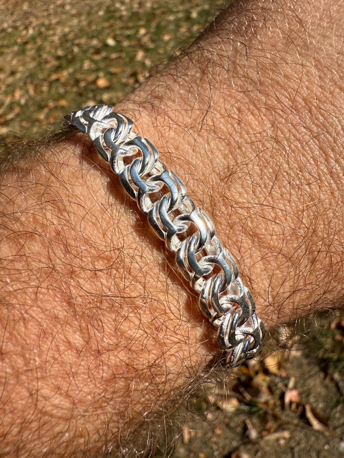 Real 925 Sterling Silver Handmade 9mm Bismark Garibaldi Chino Bracelet Mens
