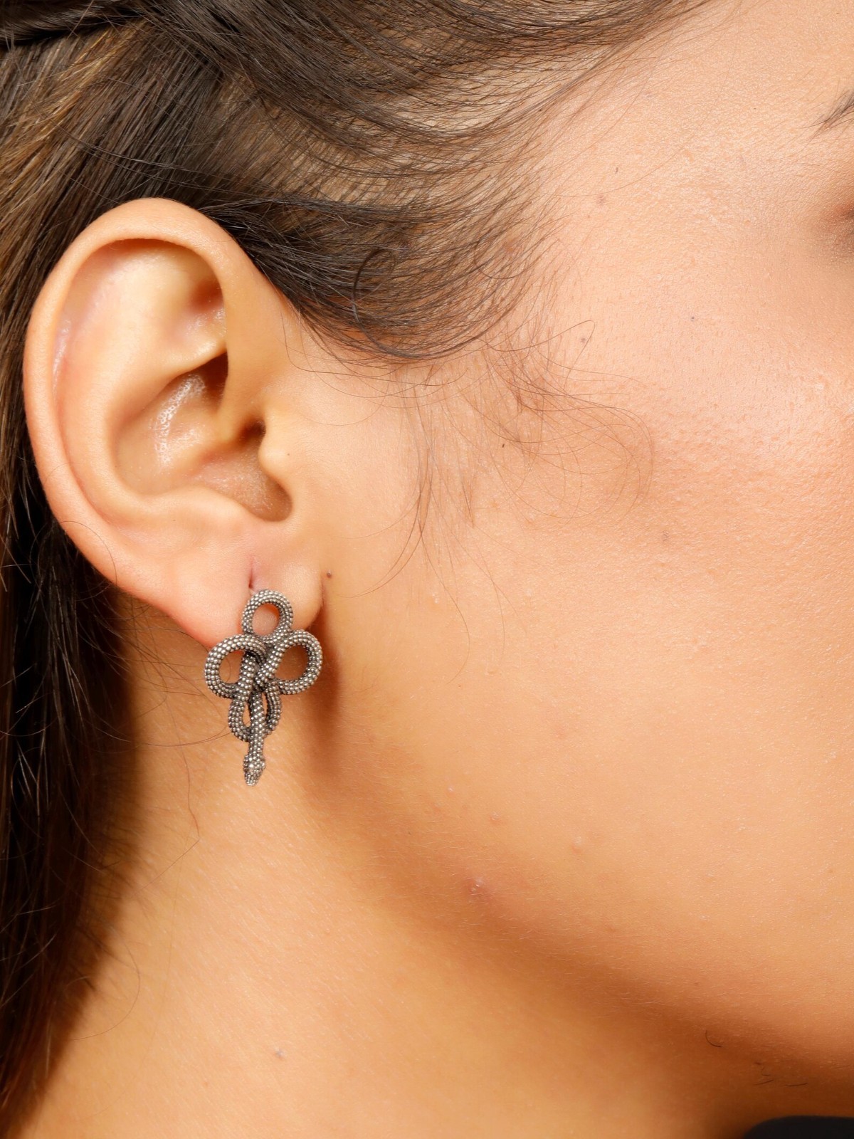 Brass Intertwined Celtic Snake Stud Earrings || Gothic Animal Earrings ||