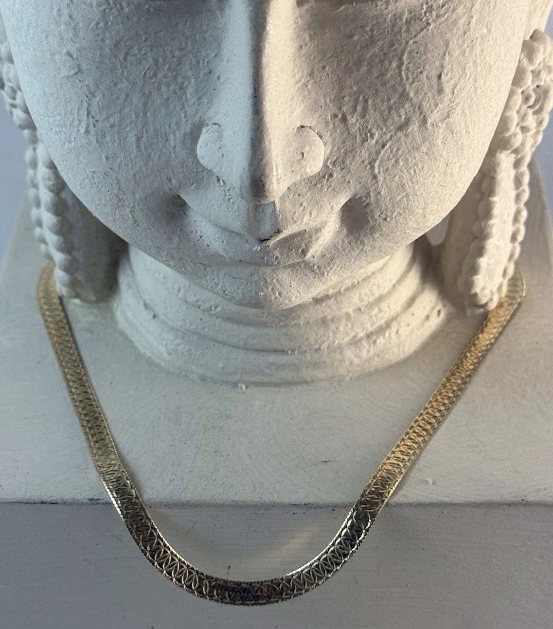 Technibond Reversible Herringbone Chain Necklace Gold Plated Sterling Silver
