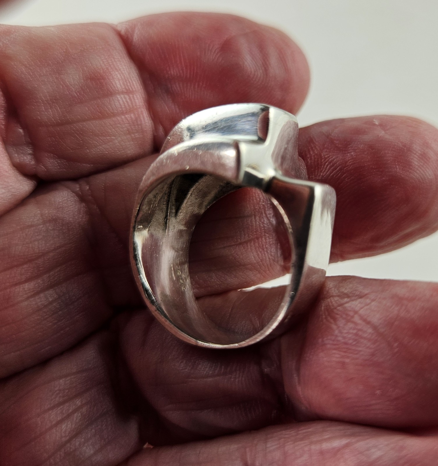 Sterling Silver Ring Modernist Style 12.0g Size 7.25 [9062]