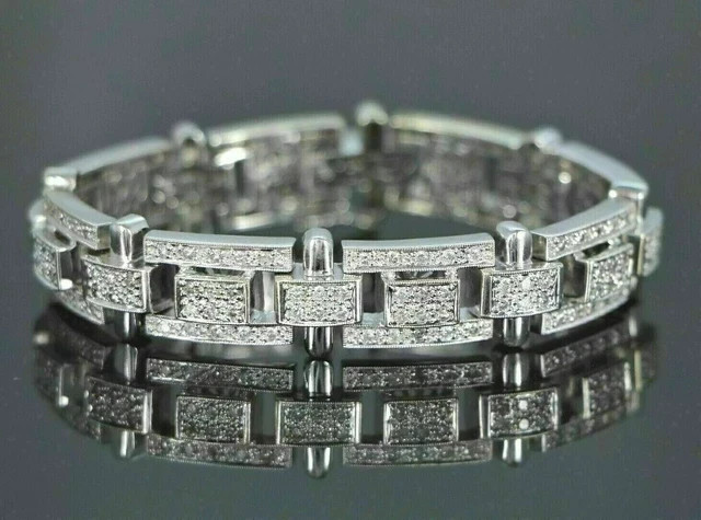 10TCW Round Cut Lab Created Diamond Men’s Tennis Bracelet 925 Sterling Silver