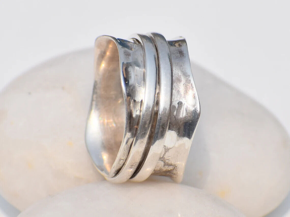 Solid 925 Sterling Silver Spinner Band Ring Statement Handmade Ring All Size