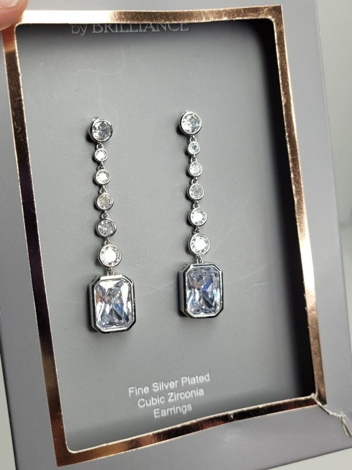 Believe By Brilliance Fine Silver Plated Cubic Zirconia Linear Drop Earrings