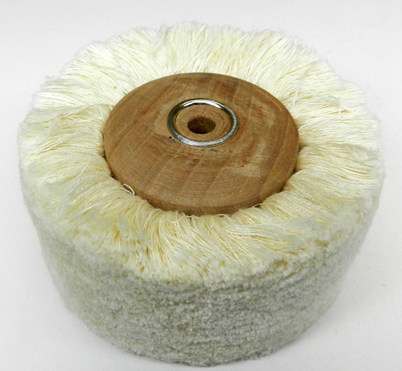 Cotton Yarn String Buff 3” Polishing Buff with Wood Hub 2” Wide Surface