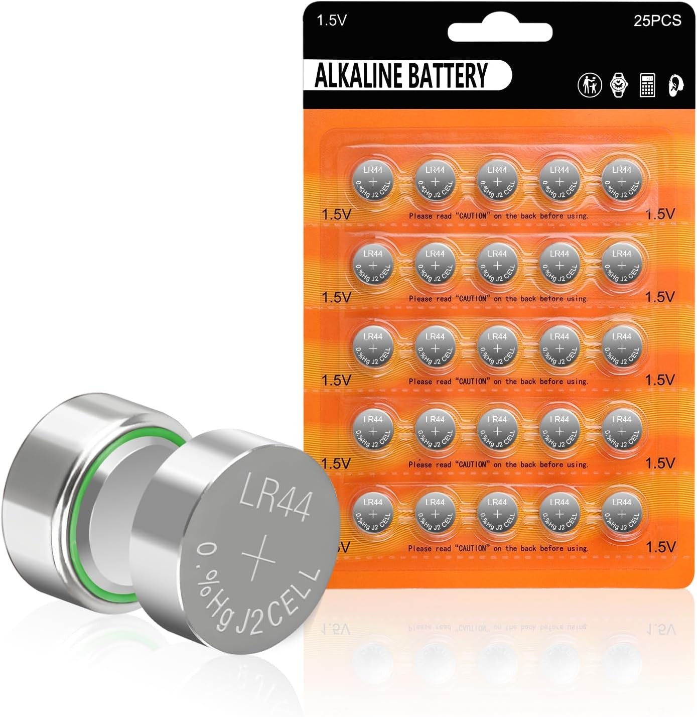 AG13 LR44 A76 L1154 1.5V Alkaline Button Coin Cell Batteries 25 Pack
