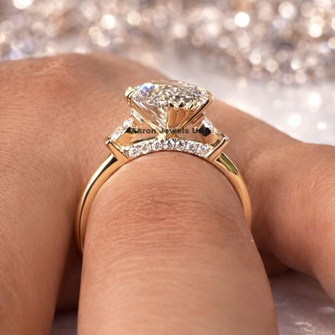 4.20 Ct Oval Cut Lab-Created Diamond Engagement Ring IGI F VS1 14K Yellow Gold